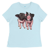Baby Blue cute baby pigs Ladies Tee - Artiststas