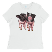 White cute baby pigs Ladies Tee - Artiststas