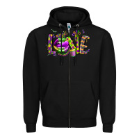 Black mardi gras love lips Zipper Hoodie - CowGirlArtShop