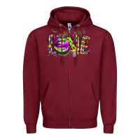 Burgundy mardi gras love lips Zipper Hoodie - CowGirlArtShop