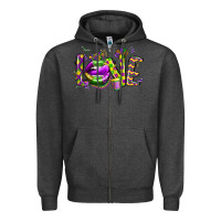 Charcoal Heather mardi gras love lips Zipper Hoodie - CowGirlArtShop