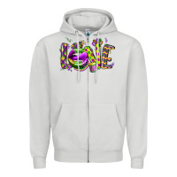 Dove Grey mardi gras love lips Zipper Hoodie - CowGirlArtShop