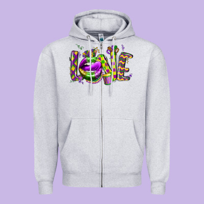 Mardi Gras Love Lips Zipper Hoodie Designed By Cowgirlartshop