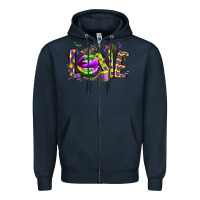Navy mardi gras love lips Zipper Hoodie - CowGirlArtShop