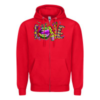 Red mardi gras love lips Zipper Hoodie - CowGirlArtShop