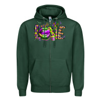 Sports Green mardi gras love lips Zipper Hoodie - CowGirlArtShop