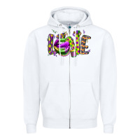 White mardi gras love lips Zipper Hoodie - CowGirlArtShop