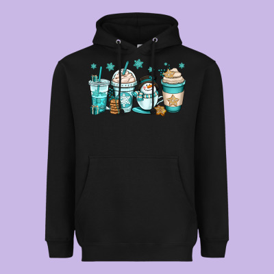 Winter Coffee Cups Heavyweight Hoodie Designed By Oliviacreatesart