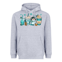 Heather Grey winter coffee cups Heavyweight Hoodie - OliviaCreatesArt