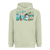 Matcha winter coffee cups Heavyweight Hoodie - OliviaCreatesArt