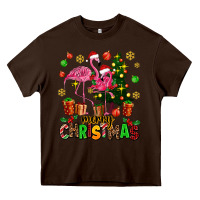 Chocolate Brown flamingo merry christmas Heavy Core Tee - AdoDesignShop