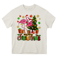 Cream flamingo merry christmas Heavy Core Tee - AdoDesignShop