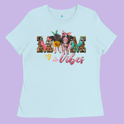 Mom Vibes Baby Pigs Ladies Tee Designed By Artiststas