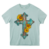 Arona turquoise sunflower cross Heavy Core Tee - AdoDesignShop