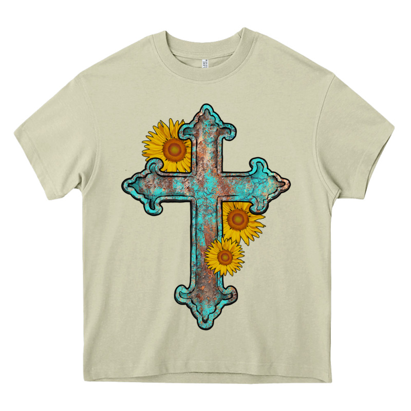 Turquoise Sunflower Cross Heavy Core Tee by AdoDesignShop | Teevron