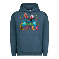 Pigment Midnight Navy Happy Easter Gamer Urban Hoodie - CowhideDigitalArt