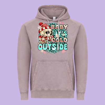 Baby Its Cold Outside Skeleton Vintage Hoodie Designed By Maliassmallbusiness