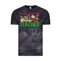 Cloud Black santa's favorite teacher Vintage Tee - MaliasSmallBusiness