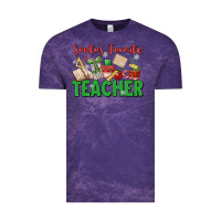 Cloud Purple santa's favorite teacher Vintage Tee - MaliasSmallBusiness