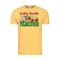 Vintage Mustard santa's favorite teacher Vintage Tee - MaliasSmallBusiness