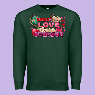 Valentine's Day Teach Love Inspire Premium Sweatshirt Designed By Fadigitalartstudio