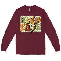 Burgundy groovy hello fall Long Sleeve Tee - BarkalooDesign