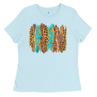 Baby Blue western brushstrokes Ladies Tee - AdoDesignShop