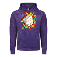 Cloud Purple Christmas wreaths cat Vintage Hoodie - MaliasSmallBusiness