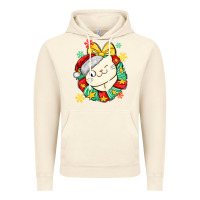 Vintage Artic Christmas wreaths cat Vintage Hoodie - MaliasSmallBusiness