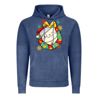 Vintage Denim Christmas wreaths cat Vintage Hoodie - MaliasSmallBusiness