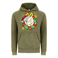 Vintage Olive Christmas wreaths cat Vintage Hoodie - MaliasSmallBusiness