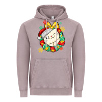 Vintage Zinc Christmas wreaths cat Vintage Hoodie - MaliasSmallBusiness