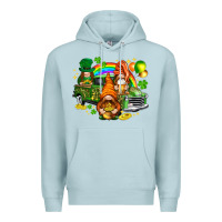 Blue Mist St. Patrick's Day gnomies with leopard tumbler Premium Hoodie - HowdyJamesFarm