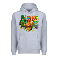 Heather Grey St. Patrick's Day gnomies with leopard tumbler Premium Hoodie - HowdyJamesFarm
