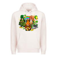 Pale Pink St. Patrick's Day gnomies with leopard tumbler Premium Hoodie - HowdyJamesFarm