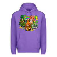 Purple St. Patrick's Day gnomies with leopard tumbler Premium Hoodie - HowdyJamesFarm