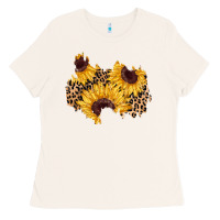 Bone sunflower leopard patch Ladies Tee - AdoDesignShop