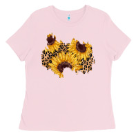 Bubblegum Pink sunflower leopard patch Ladies Tee - AdoDesignShop