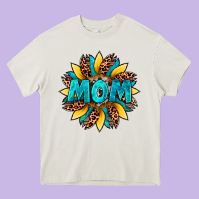 Sunflower Mom Leopard Heavy Core Tee Designed By Artiststas