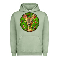 Pigment Oil Green red brocket deer christmas Urban Hoodie - LillyAllenDesigns