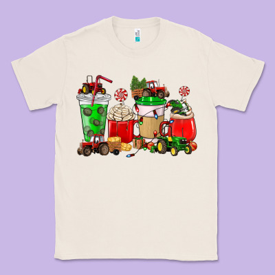 Christmas Tractor Coffee Cup Classic Tee Designed By Nancycooperartshop