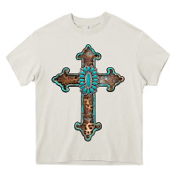 Turquoise Cross Heavy Core Tee | Teevron