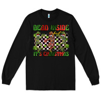 Black dead inside but it's christmas dancing skeletons Long Sleeve Tee - BarkalooDesign