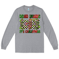 Heather Grey dead inside but it's christmas dancing skeletons Long Sleeve Tee - BarkalooDesign