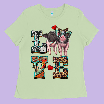 Love Baby Pigs Ladies Tee Designed By Artiststas