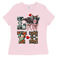 Bubblegum Pink love baby pigs Ladies Tee - Artiststas