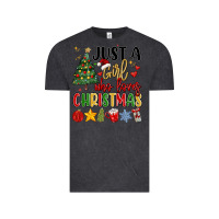 Vintage Black just a girl who loves christmas Vintage Tee - MaliasSmallBusiness