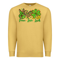 Antique Gold St. Patrick's Day Peace love luck Premium Sweatshirt - OliviaCreatesArt