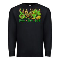 Black St. Patrick's Day Peace love luck Premium Sweatshirt - OliviaCreatesArt