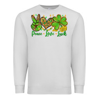 Dove Grey St. Patrick's Day Peace love luck Premium Sweatshirt - OliviaCreatesArt